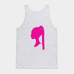 Hot pink Black Barbie with braids silhouette Tank Top